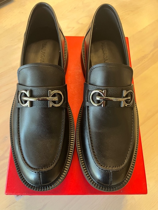 NEW Salvatore Ferragamo Black Leather Galles Shoes Men’s size 10.5 3E (Europe) main image 12